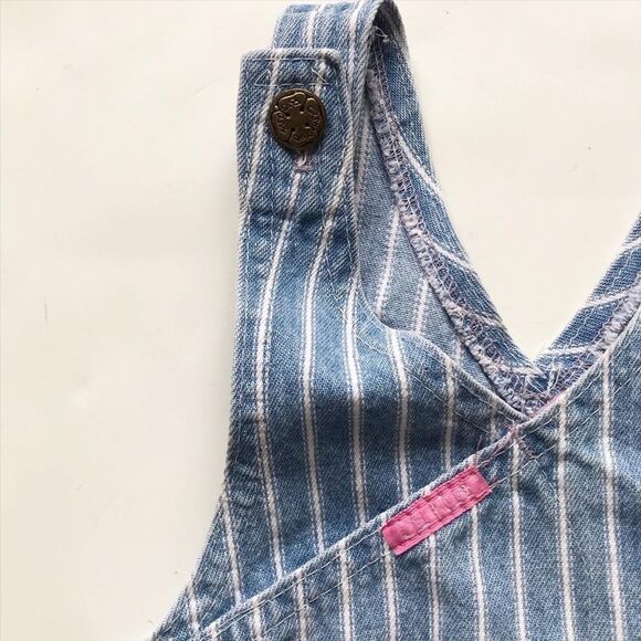 Vintage Oshkosh stripe denim overalls vestbak 18m - Picture 2 of 8